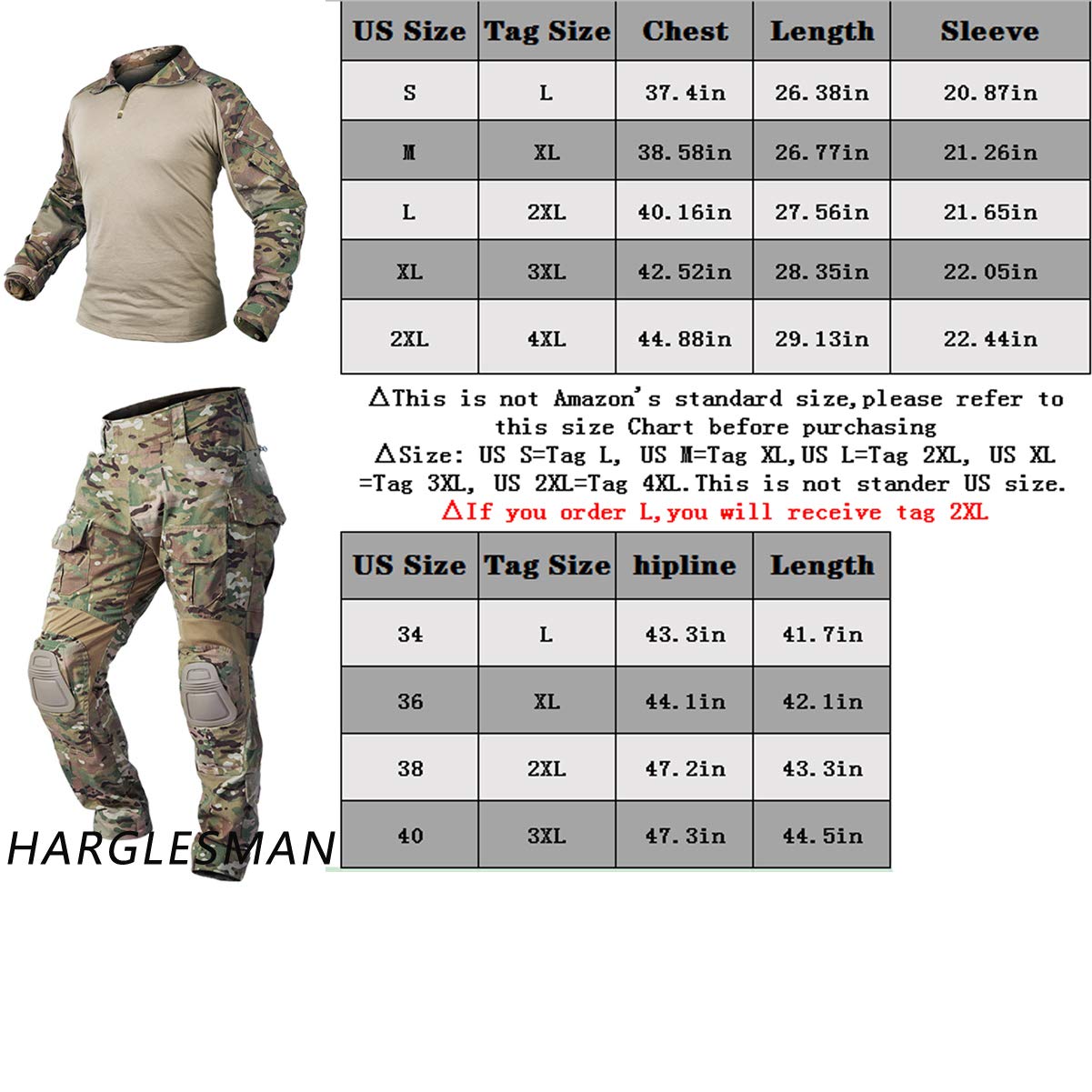 HARGLESMAN Mens Combat Suits Military Uniforms Army BDU Tactical Sets Shirts Pants Comfortable Soft Breathable Fitting Work Training Airsoft Paintball Apparel Gear Black XXS,CN S