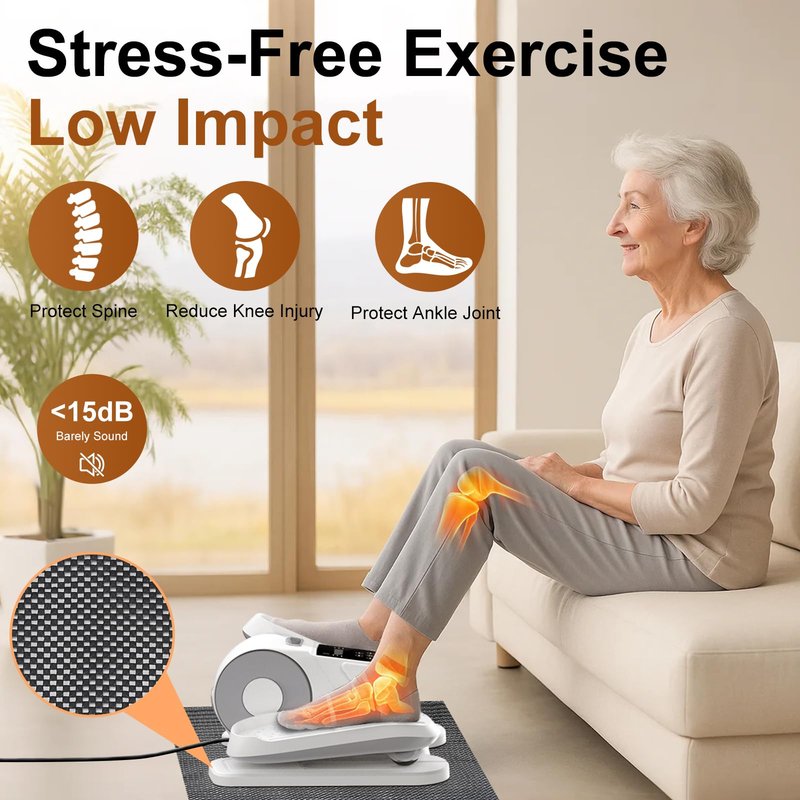 VIVURN® 028 Under Desk Elliptical 12 Speed 5 Modes Motorized Leg Exerciser While Sitting for Seniors As Seen on TV Low Impact Electric Pedal Exerciser with Non-Slip Mat Quiet for Home and Office