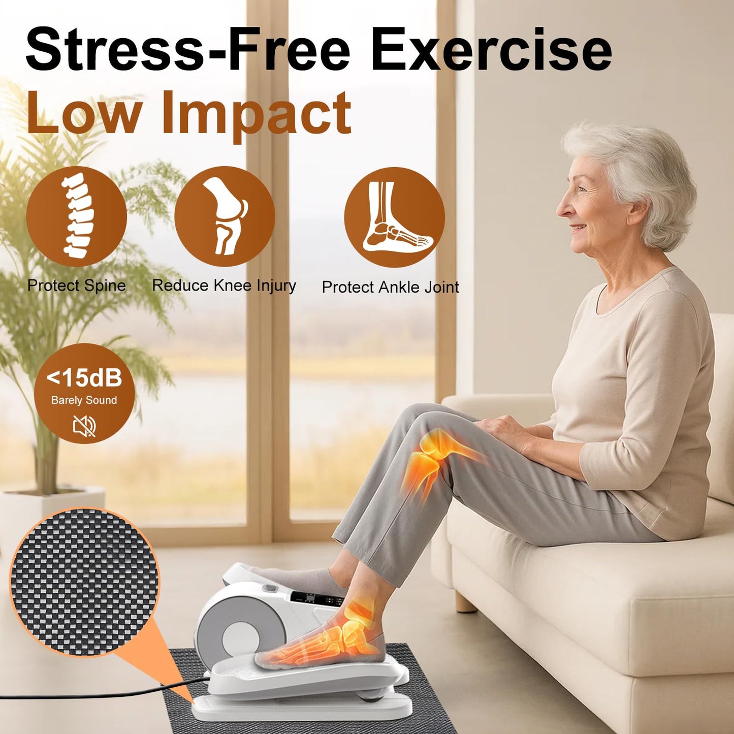 Under Desk Elliptical for Office Pedal Exerciser Electric 12-Speeds