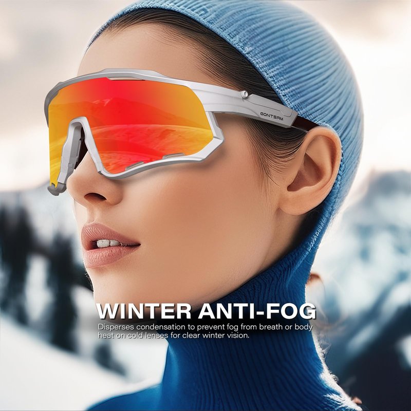 GONTSAM Polarized Cycling Glasses with Photochromic Effect, UV400 Protection, Detachable Sports Sunglasses with Winter Anti-Fog for Men & Women