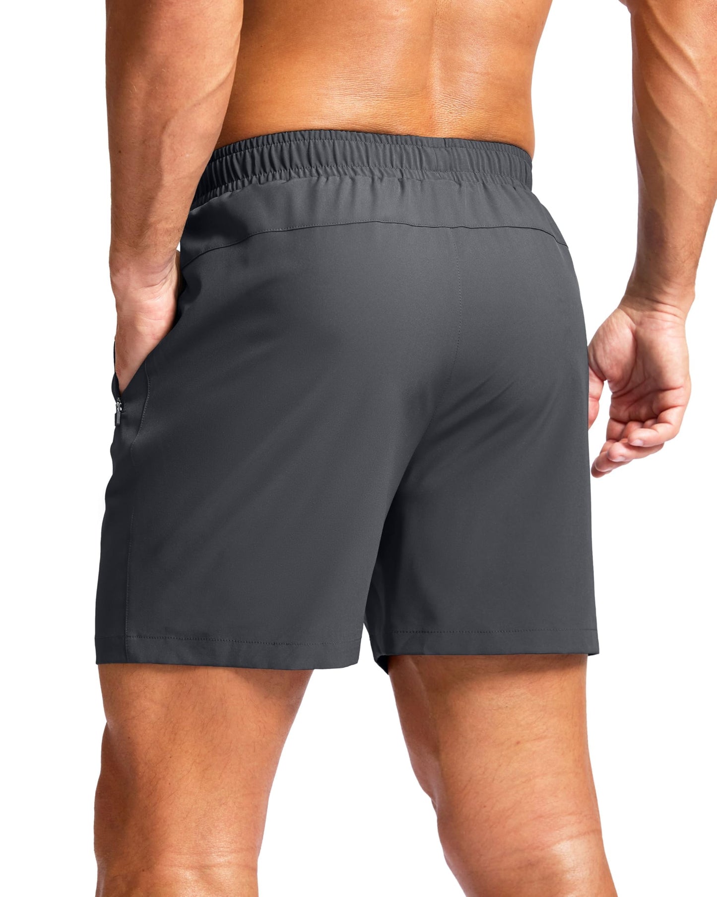 G Gradual Men's Athletic Running Shorts with Zipper Pockets Quick Dry 7"/ 5"/ 9" Workout Gym Shorts for Basketball Hiking(Dark Grey,5XL)