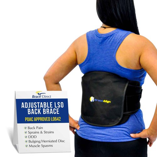 Brace Align Adjustable LSO Lumbar Back Brace - Lower Back Pain Relief, Sciatica, Herniated Disc, DDD & Spinal Stenosis - Pulley Compression - Breathable & Lightweight - L0627, L0642