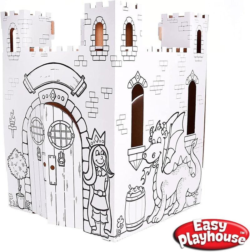 Fairy Tale Castle Playhouse - Creative Indoor/Outdoor Kids Art & Craft | 32" X 32" X 43.5", White, Age 3+