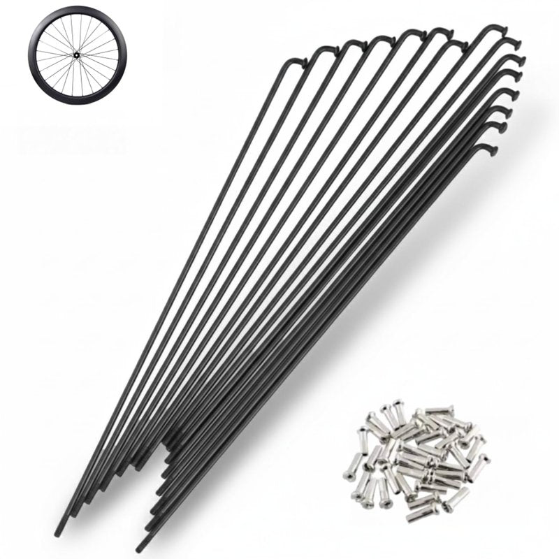GODLIKE 36Pcs High-end Quality 14G J Bend Bicycle Stainless Steel Spokes 256-305mm Length with Nipples Straight Head Bike Replacement Parts Black (J-Bend 271mm)