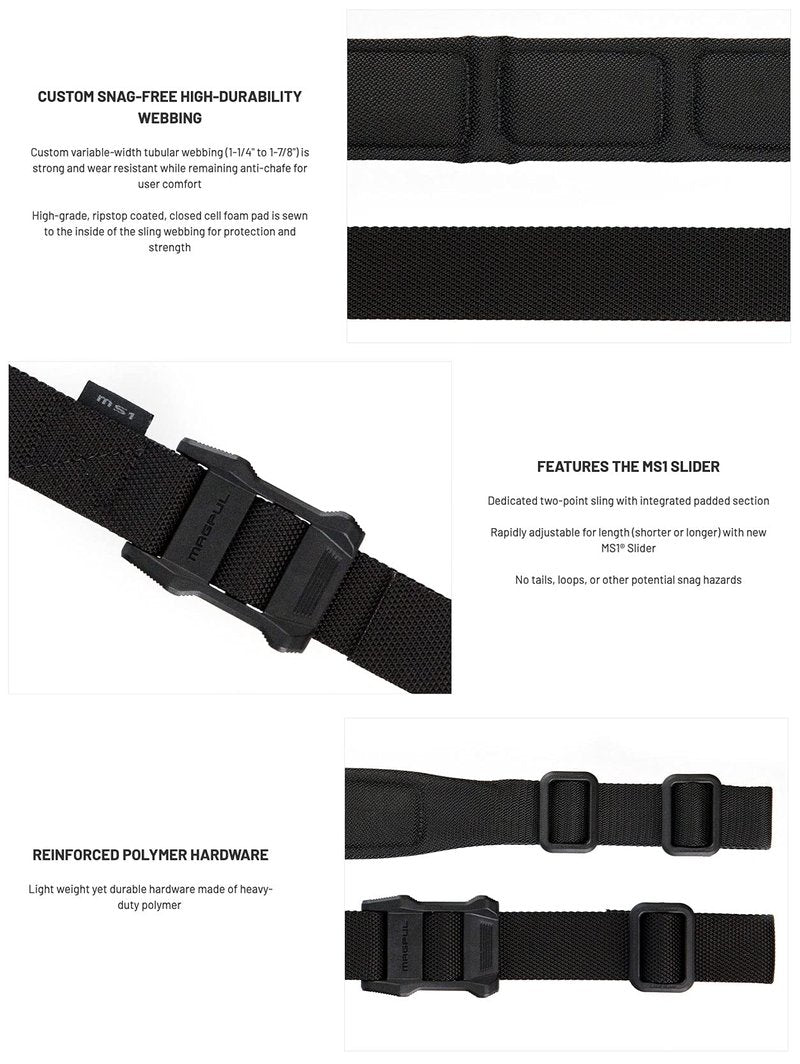 Magpul MAG545-BLK MS1 Padded Two-Point Sling,Black