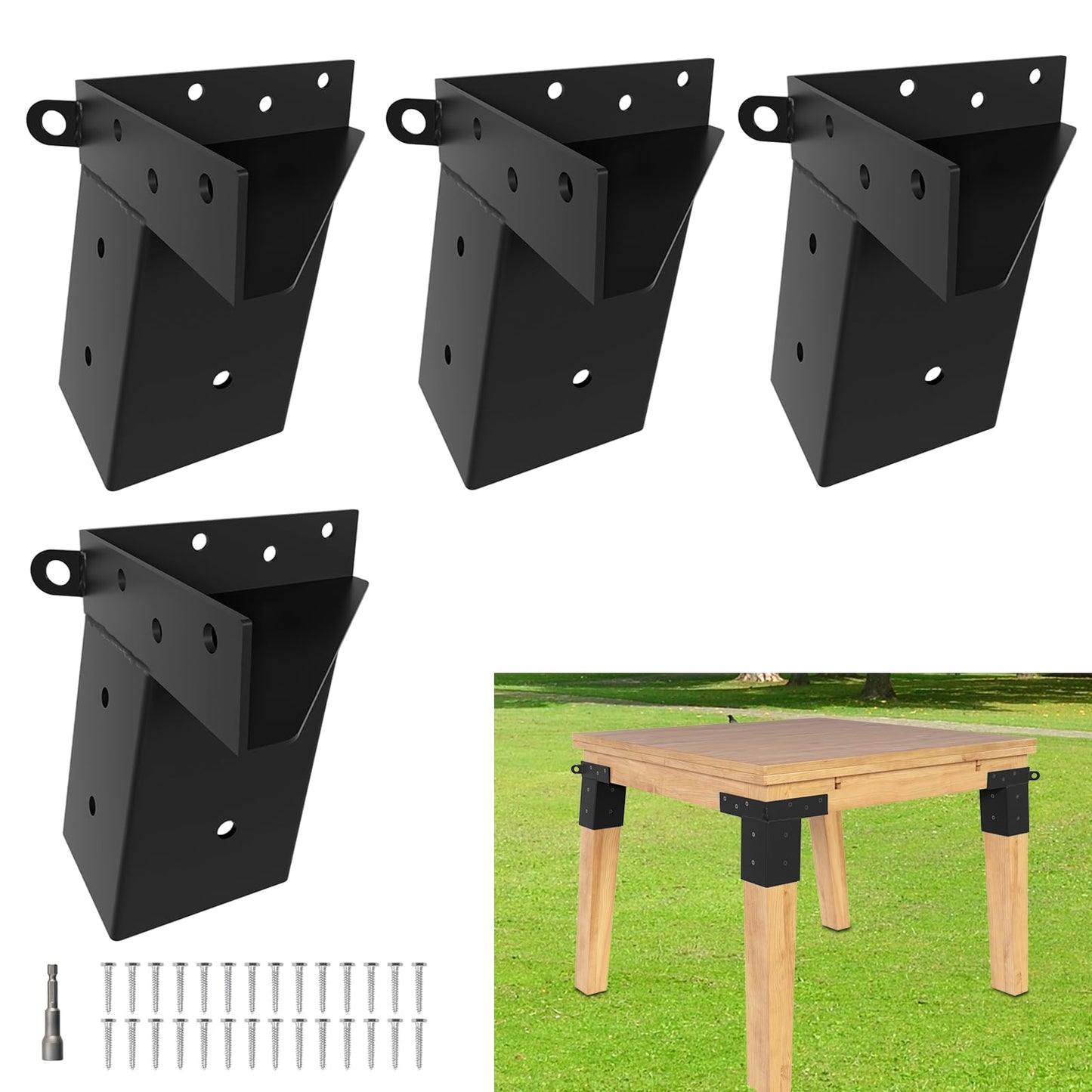 Deer Stand Brackets 4x4, 4 Pcs Outdoor 4x4 Compound Angle Brackets for Deer Blind Brackets, Outdoor Platforms Bracket, Shooting Shacks, Observation Decks and Tree Houses