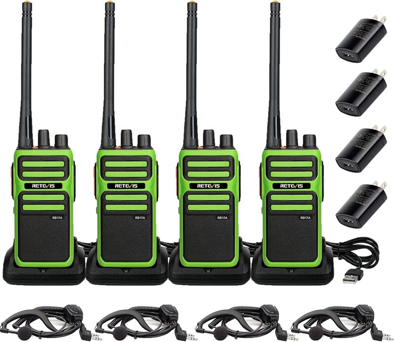 Retevis RB17A Two-Way Radios | Long Range GMRS Walkie Talkies with Earpiece - 2200mAh, 4 Pack for Security & Emergency Preparedness