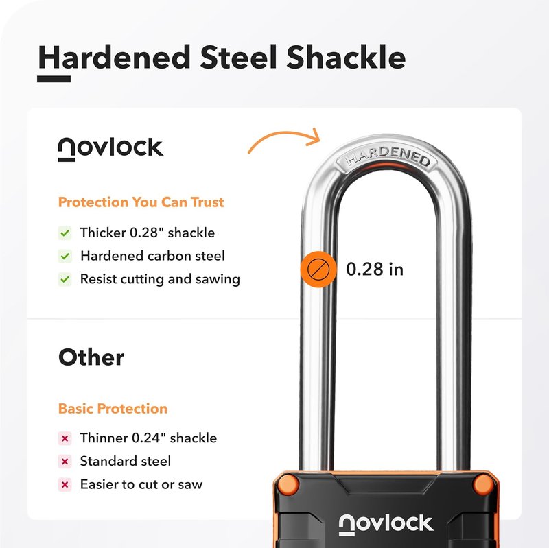 Combination Locks - 4-Digit Padlocks for Gym Lockers, Toolboxes & Gates | 2-Pack, Black/Orange - 2.76 in Long Shackle