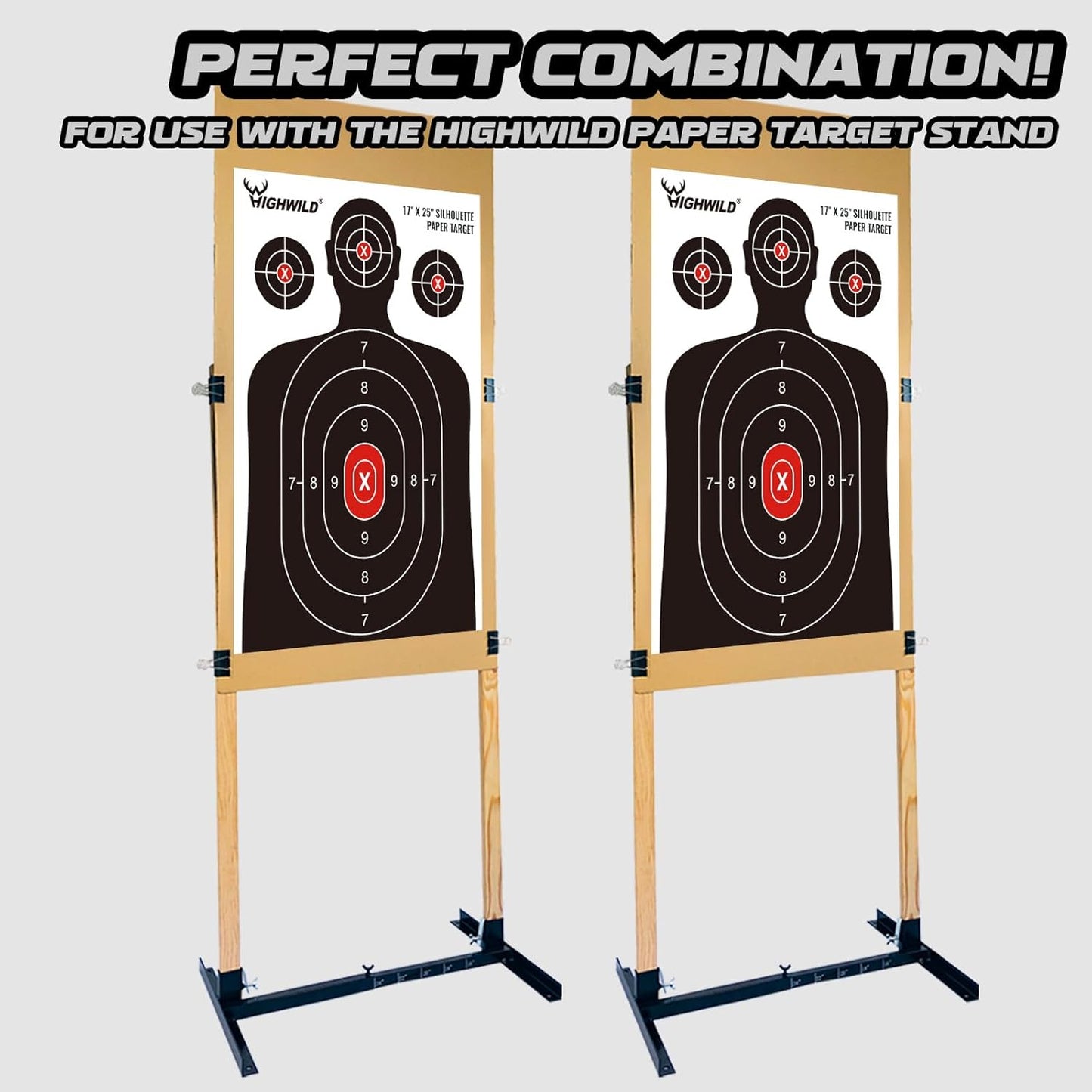 Highwild Shooting Range Silhouette Paper Target - 17x25 Inch | Ideal for Handguns, Rifles, Airguns, BB Guns