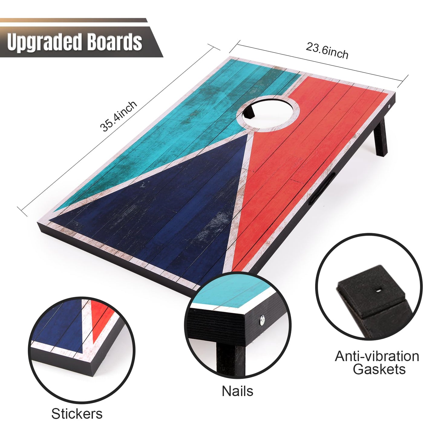 Outball Cornhole Set Corn Holes Sets with Bags & 8 Bean Bags, Cornhole Boards Bean Bag Toss Games for Adults and Family Outside Lawn Beach Backyard 3x2 Feet