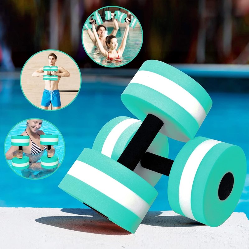Aquatic Dumbbells Set of 2 | High-Density EVA Foam Water Weights for Pool Aerobics - Cyan