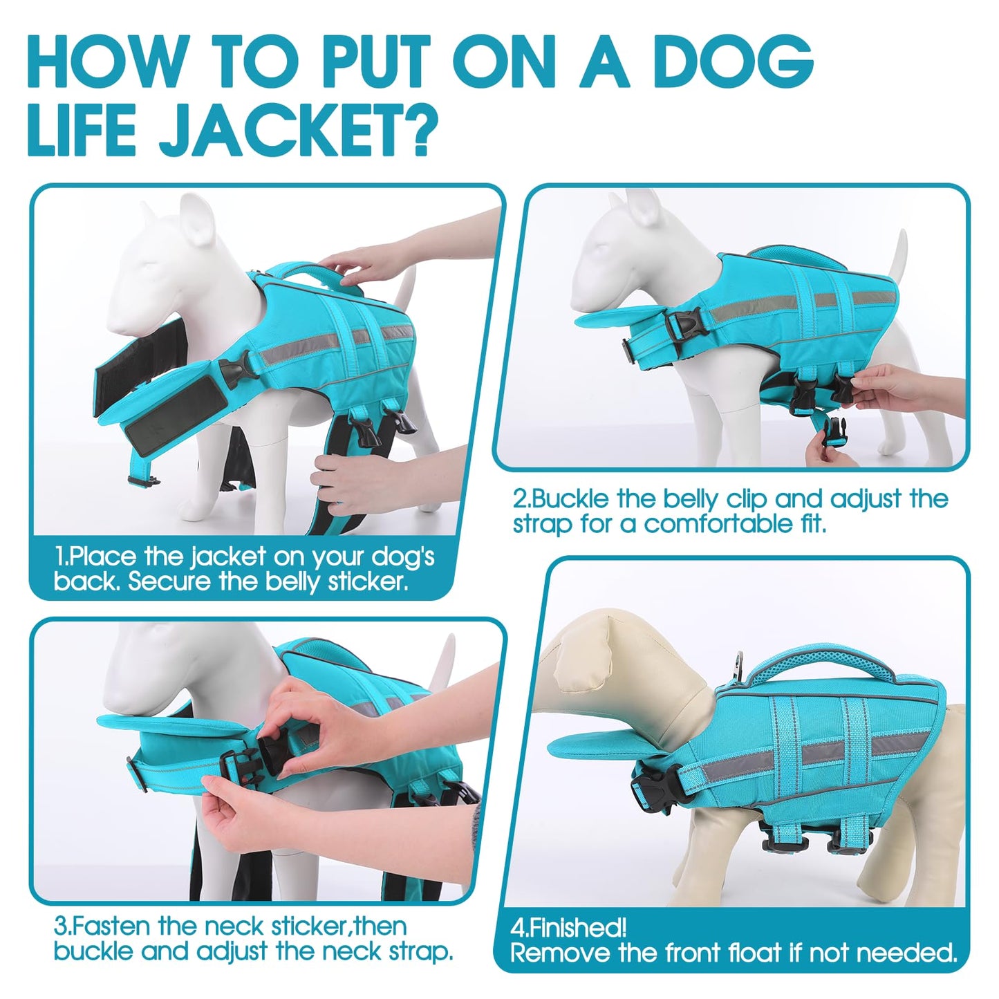Dog Life Jacket Dog Life Vest for Swimming Boating with Front Chin Float