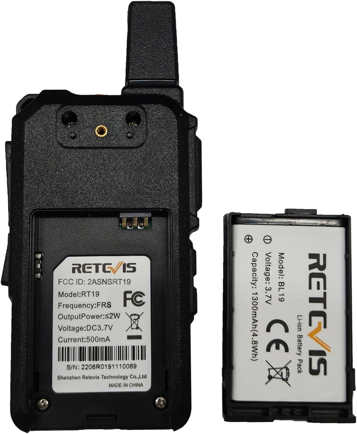 Retevis RT19 Walkie Talkie - Long Range 2 Way Radio with Earpiece & Mic | Compact Mini Design for Outdoor Use (4 Pack)