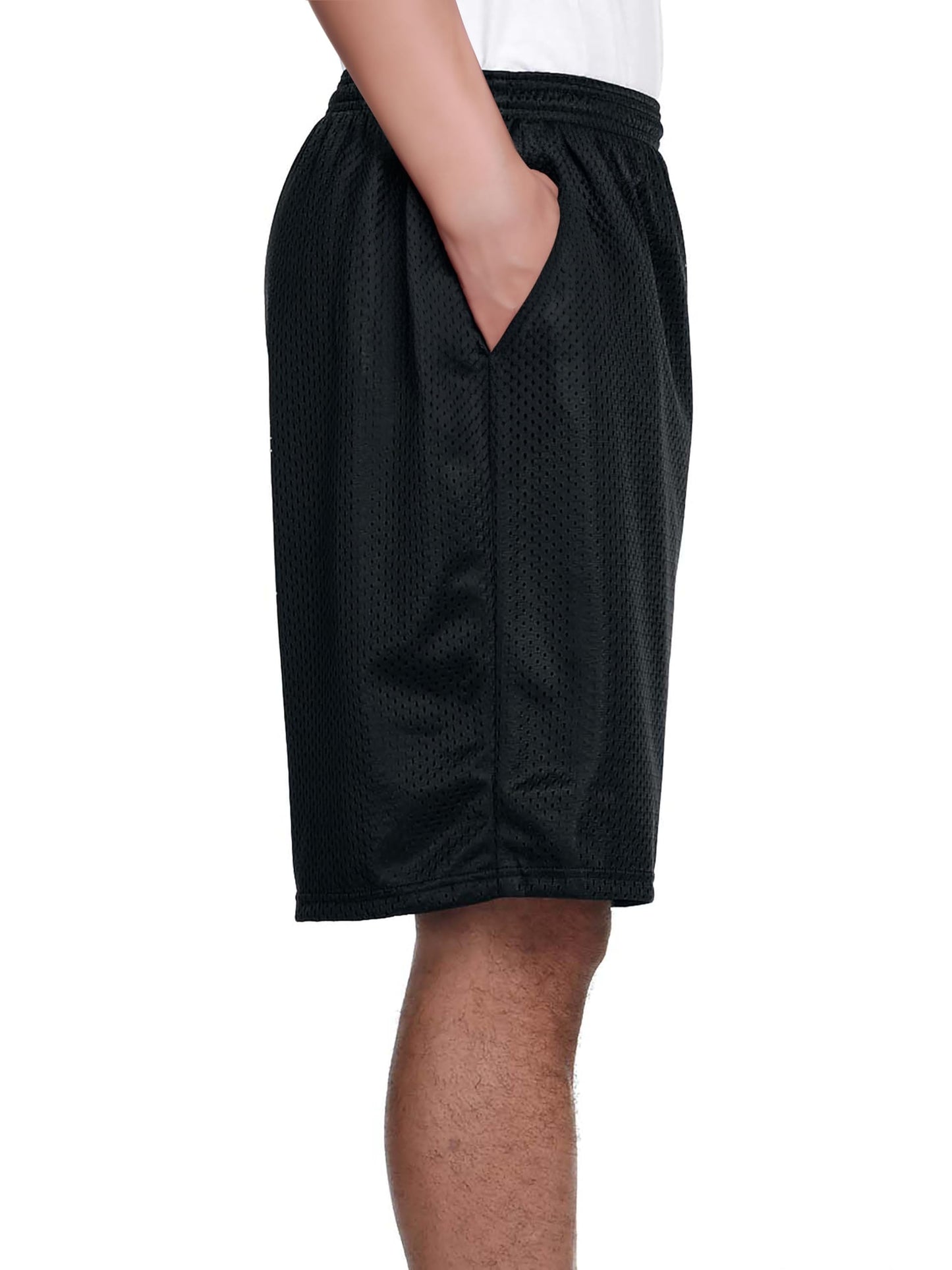 Hat and Beyond Mens Lightweight Basic Mesh Solid Basketball Jersey Workout Fitness Gym Shorts (X-Large, 1ihb01_Black)