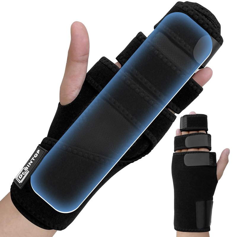 DR. GINTOP Trigger Finger Splint with Detachable Metal Splint Support for Middle/Index/Ring/Pinky Finger, Finger Brace with Hand Splint relief for Metacarpal Fractures, Arthritis, Contractures - Left
