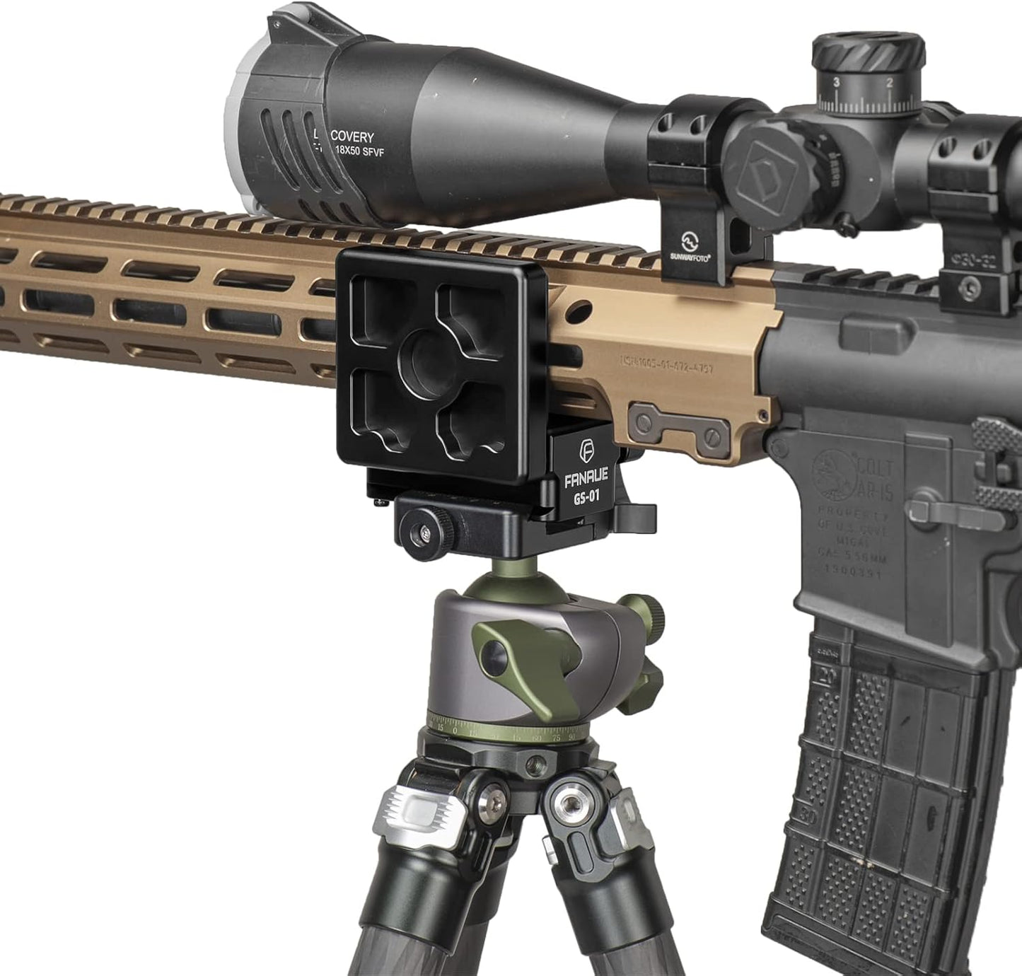 Arca Swiss Rifle Saddle Mount - FANAUE GS-01 Tripod Clamp with Quick Release Plate for Enhanced Shooting Accuracy | Ideal for Hunting