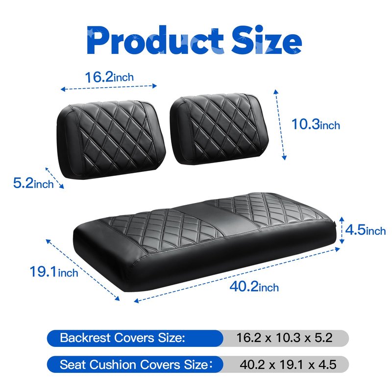 NOKINS Golf Cart Diamond Seat Covers Kit, Fit for Club Car DS Pre-2000 OEM Standard Front Seat Cushion, Golf Cart Vinyl Seat Cover, No Nails Required (Brown&Yellow 8412)