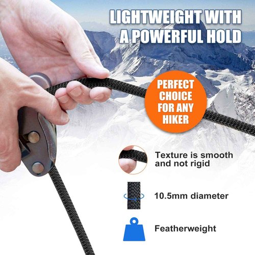 X XBEN 10.5 mm UIAA Static Climbing Rope 50M(160FT), Light and Soft Nylon Outdoor Rock Climbing Rope for Rock Climbing,Tree Climbing,Arborist Rope,Canyoneering,Rescue Work