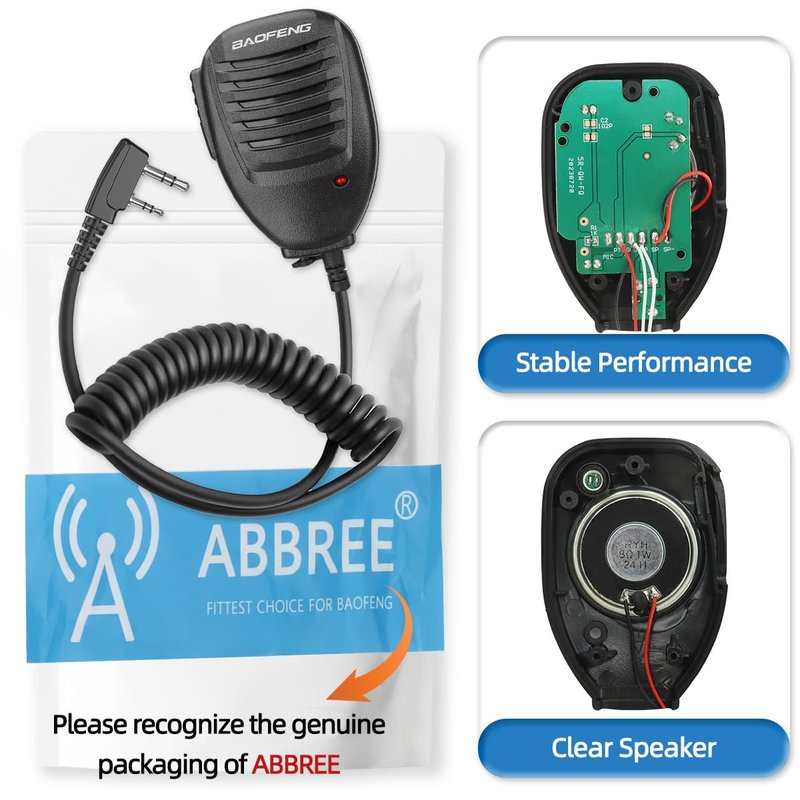 BAOFENG Microphone Police Walkie Talkie Mic Accessories Ham Radio Speaker Mic for Baofeng UV-5R Mini BF-F8HP Pro 5RM UV-32 DM-32 GM21 UV-5G Plus GM-15PRO GM-5RH K5PLUS AR-152 Quansheng UV-K5 8