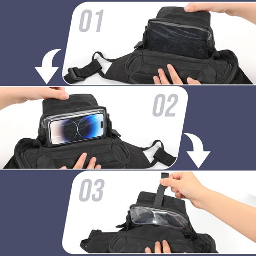 LarKoo Tactical Fanny Pack for Concealed Carry Sling Bag CCW Crossbody Waist Bag for Men&Women EDC Gear with Adjustable Strap (Black)