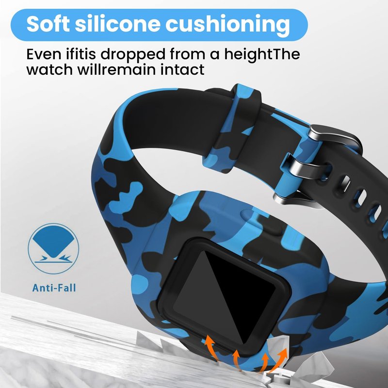 RuenTech Compatible with Garmin Vivofit jr 3 Bands, Replacement Silicone Wristband Camouflage Watch Straps for Vivofit jr. 3 Fitness Tracker (Camo-3pcs)
