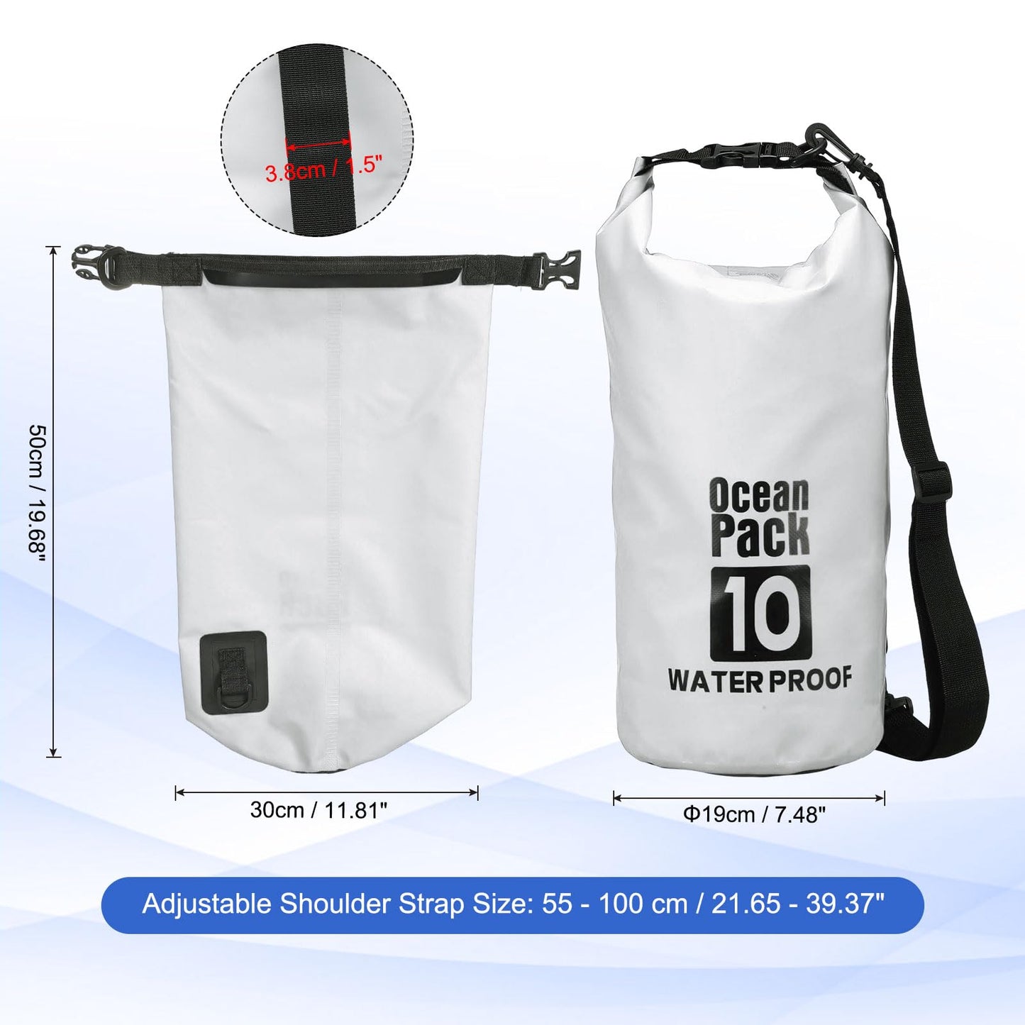 YELARXI Waterproof Dry Bag, 10L Fit for Women Men Water Proof Bags Lightweight Dry Storage Floating Backpack with Whistle for Travel Backpacking Boating Kayaking Camping (White)