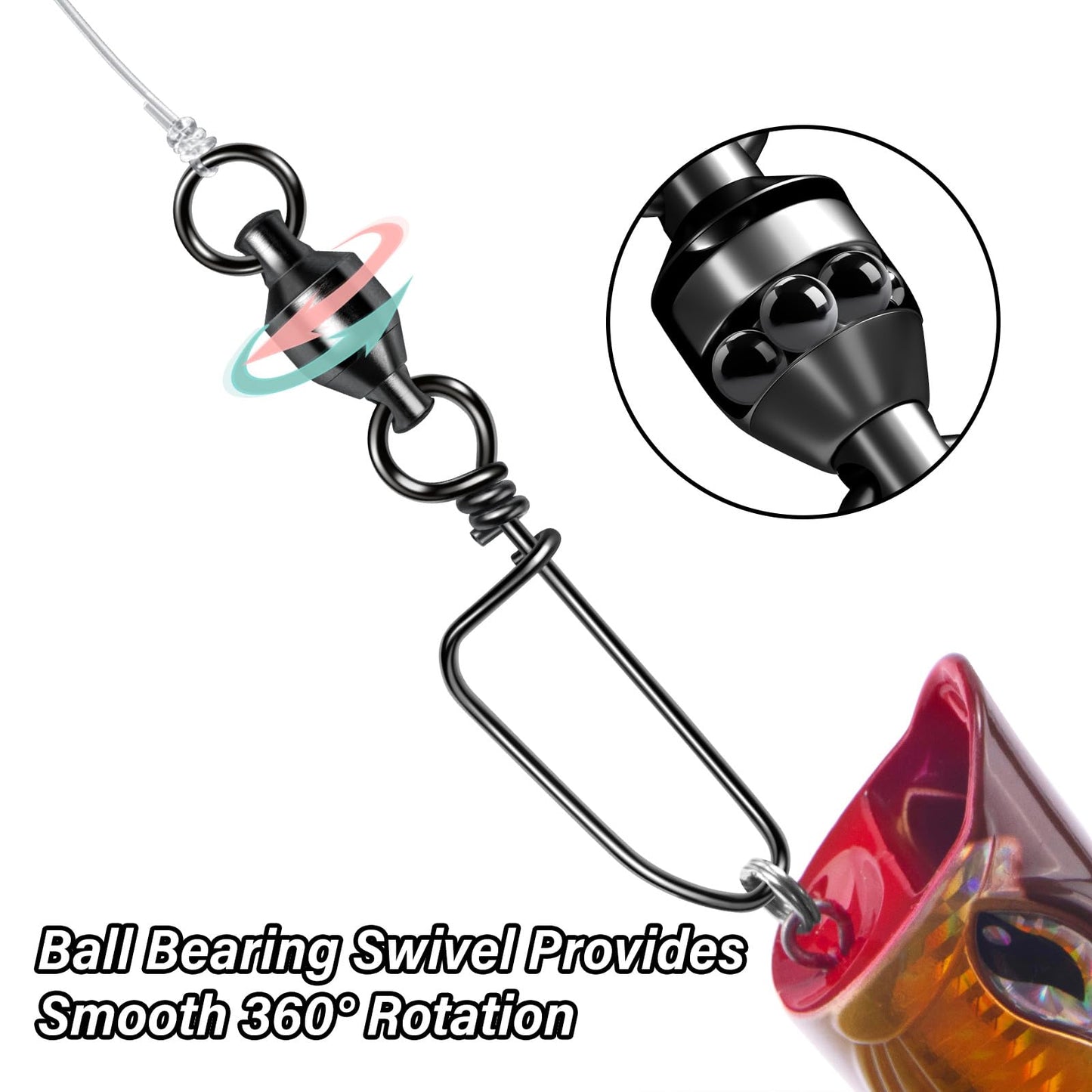 Alwonder 20-Pack Ball Bearing Swivels with Snaps, Fishing Snap Swivels Fishing Tackle Saltwater Freshwater Coastlock Snaps Barrel Swivel Leader Connector Downrigger Planer Release Clips 26LB