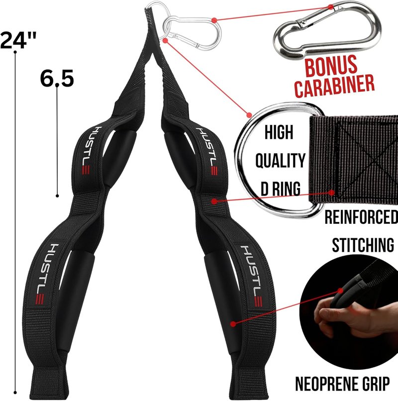 Tricep Rope Cable Attachments - Versatile Gym Equipment for Home Workouts | 4 Anti-Slip Handles