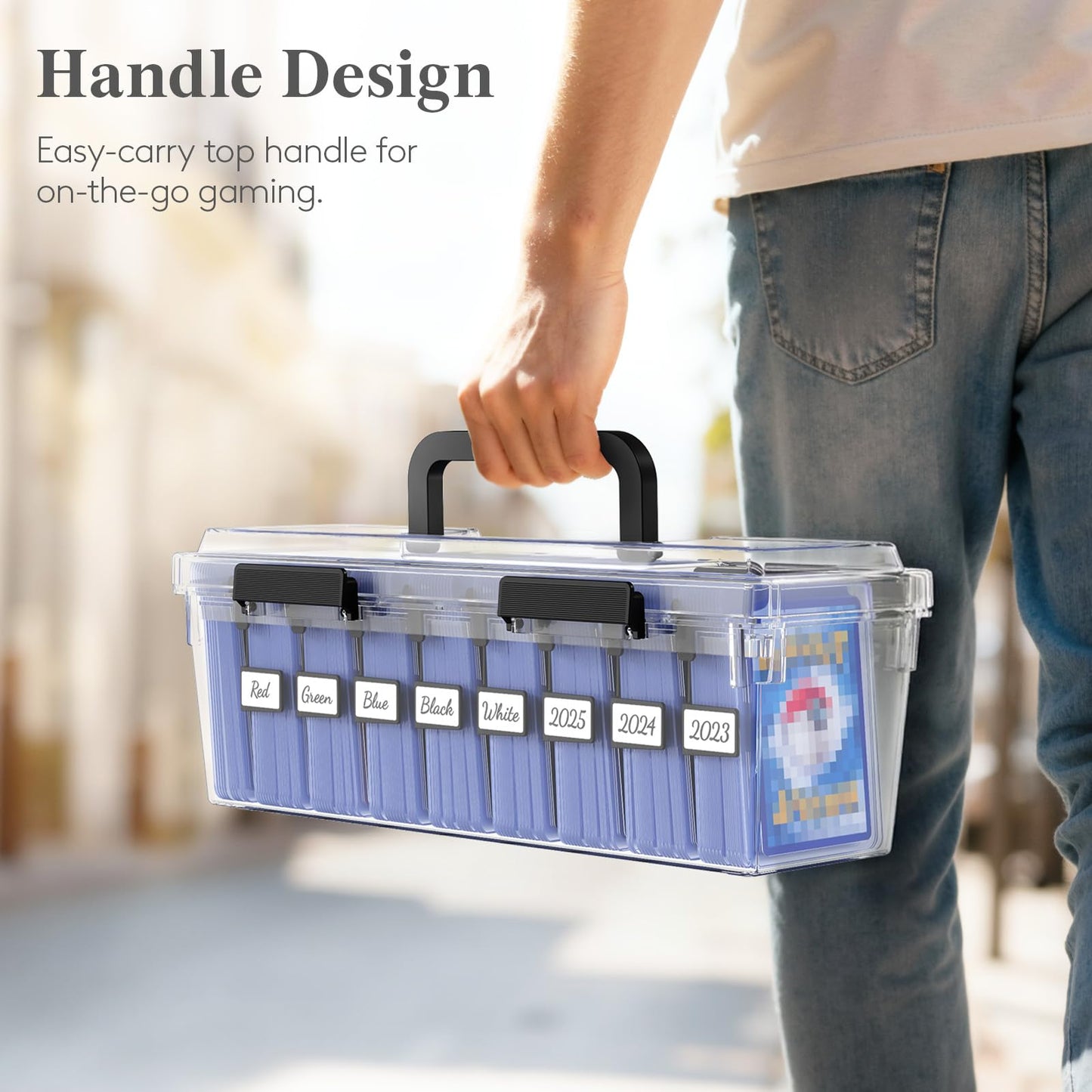 Lifewit Trading Card Storage Box with Handle, Fit for Toploader, 4 Pcs