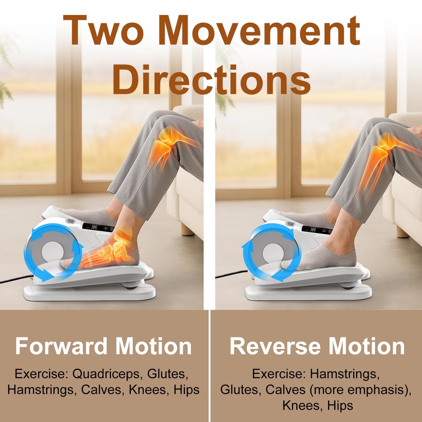 Under Desk Elliptical for Office Pedal Exerciser Electric 12-Speeds