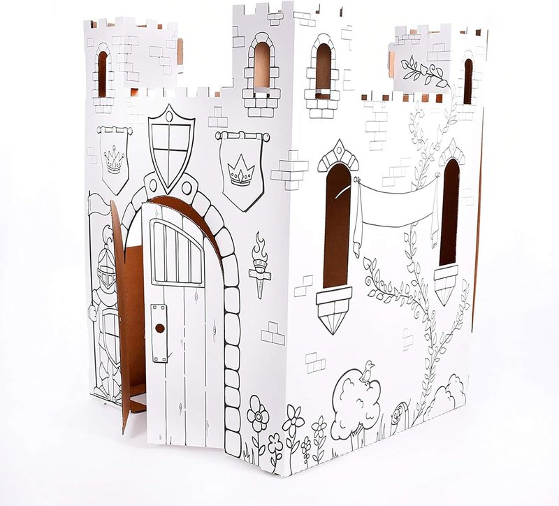 Fairy Tale Castle Playhouse - Creative Indoor/Outdoor Kids Art & Craft | 32" X 32" X 43.5", White, Age 3+