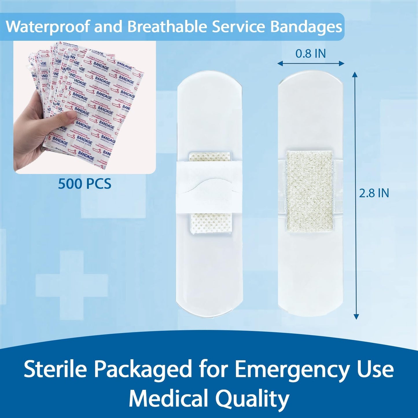 200 Count Waterproof Bandaids Sheer and Clear Polyurethane Adhesive Bandages for First Aid, Swimming & Showering Wound Care Supplies 0.8"x2.8"