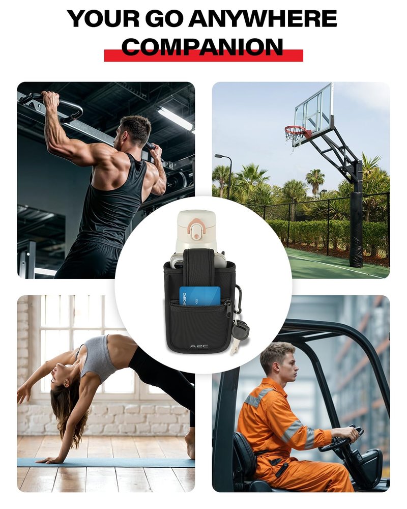 A2C Magnetic Water Bottle Sleeve Bag for Gym - Secure Magnetic Gym Bag Attach to Any Metal Surfaces - Fits 18-40oz Bottles - Versatile Gym Accessories for Men and Women