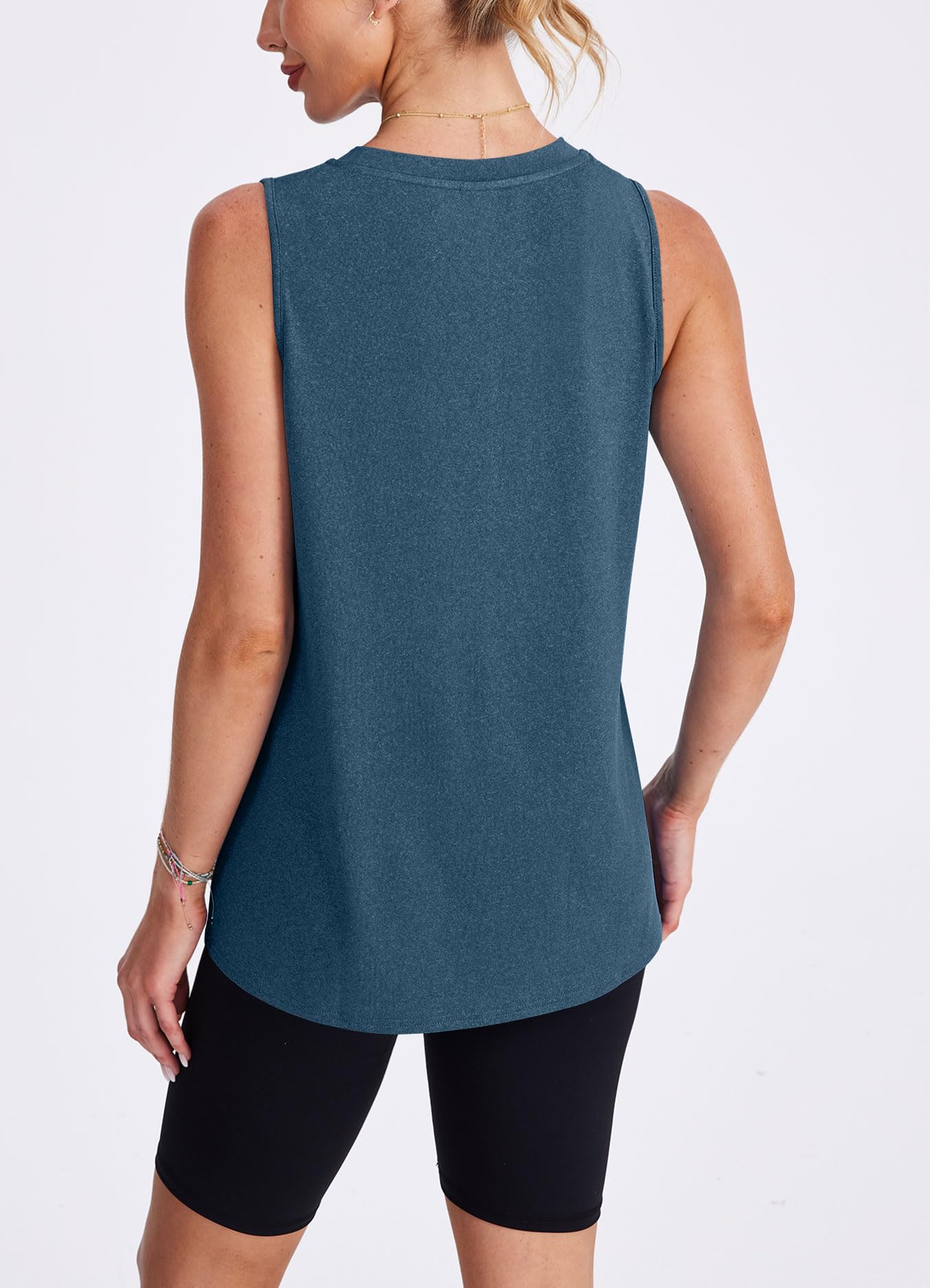 Womens Tops Workout Tank Tops for Women Sleeveless Running Shirts Activewear Gym Yoga Tops Dark Blue M
