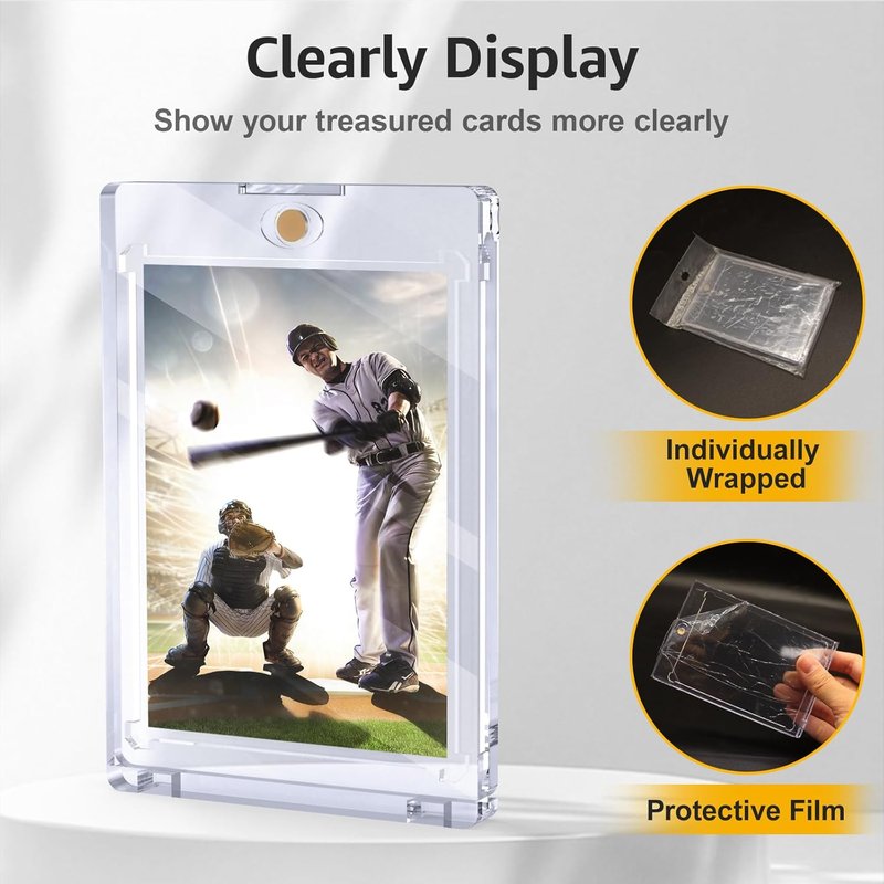**Magnetic Card Holder - 100PT Trading Card Protectors | U-V Protection, 50 Pack for Baseball & Basketball**