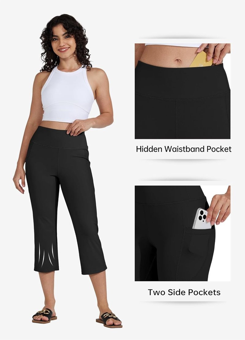 Willit Women's High Waist Yoga Capris - Athletic Crop Leggings for Exercise | 21-Inch Length