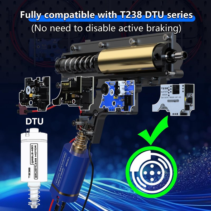 T238-QRBLS480 Airsoft Brushless Motor High Thermal Efficiency High Torque & Speed AEG Brushless Motor for Airsoft