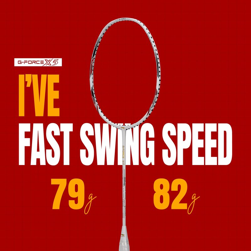 Li-Ning G-Force X5 Carbon Fibre Badminton Racket with Free Full Cover(82 Grams, 28 Lbs) (White::Red)