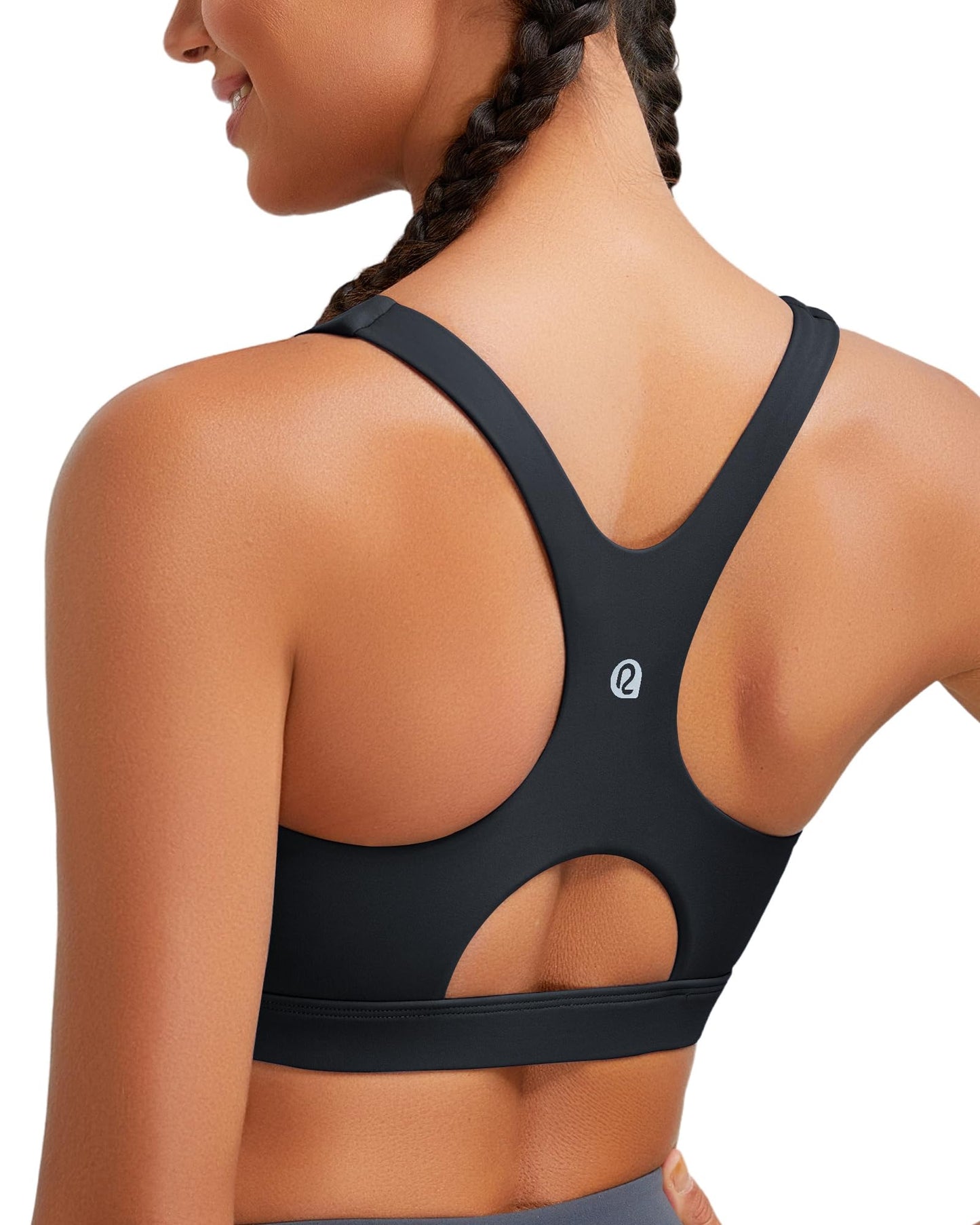 RUNNING GIRL Sports Bras for Women High Support,Racerback High Impact Black Sports Bra Moulded Cup Workout Bra Push up(WX3047 Black XL)