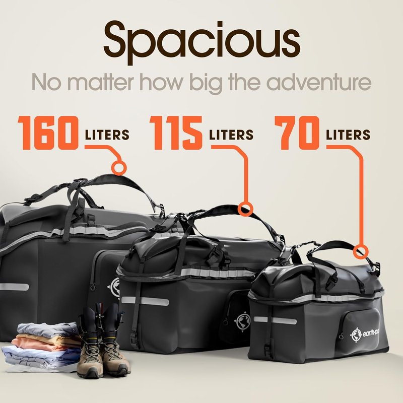 Waterproof Duffel Bag - Large 1680D TPU Dry Bag for Camping & Marine | Heavy Duty with 8x8 Popout Pocket