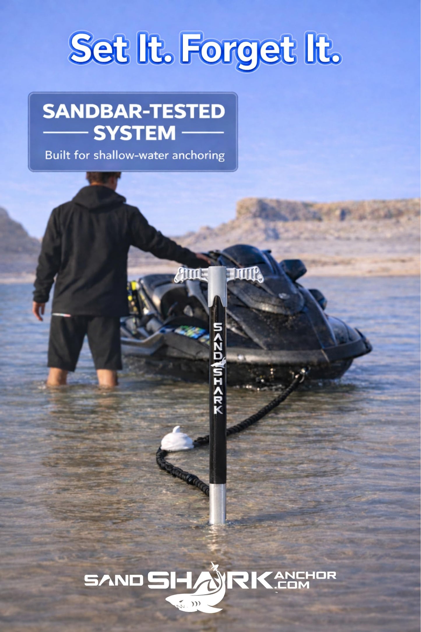 SandShark Premium Anchor Bungee Dock Line. Boat Accessories Anchor Line Absorbs Shock to Anchors and Docks w/Stainless Steel Clip - Black - 7-14ft