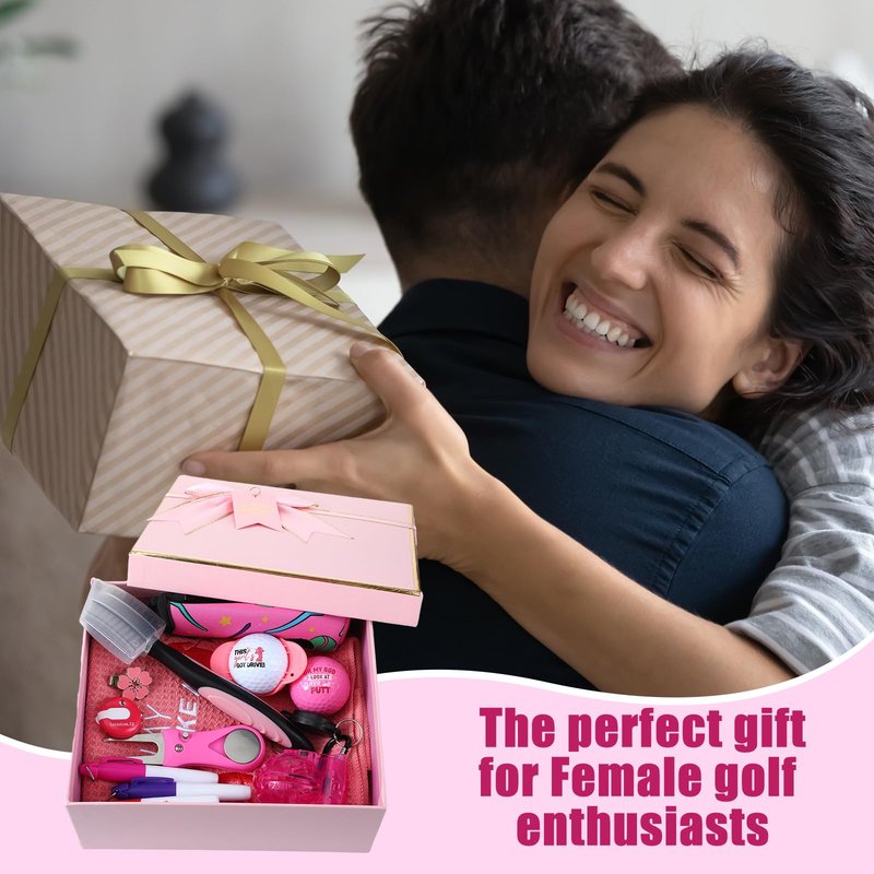 WinnerWhy 21pcs Pink Golf Accessories Kit for Women Masters Softball Easter Gift Golf Ball Set with Towel for Masters Party Women Man Gifts