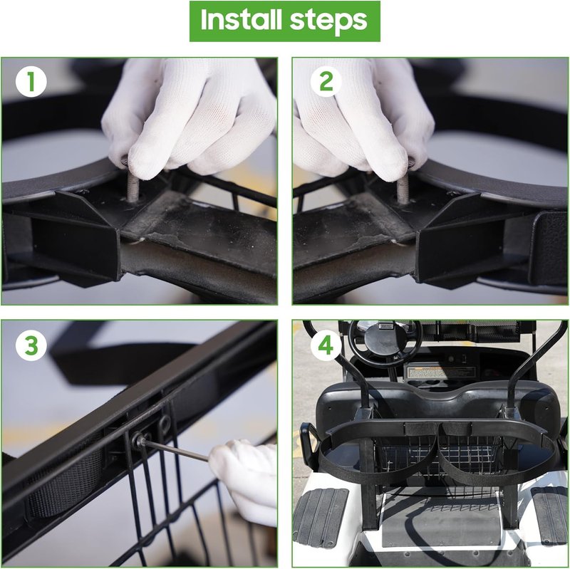 10L0L Golf Cart Bag Holder Bracket for EZGO TXT 1994-Up, Golf Cart Bag Strap Rack Assembly for 2 Seater Carts, OEM 71851-G01, 610642, 618206