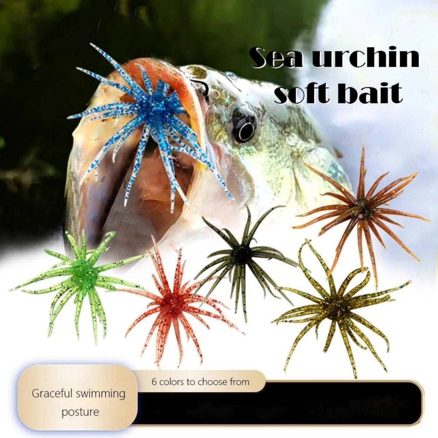 Tentacle Creature Lure,Finesse Lifelike Fishing Lures with Multiple Tentacles,Soft Plastic Baits for Bass Fishing,Drop Shot,Wacky Rig/Neko Rig and Finesse,Slow Sinking，sea Urchin Bait (A)