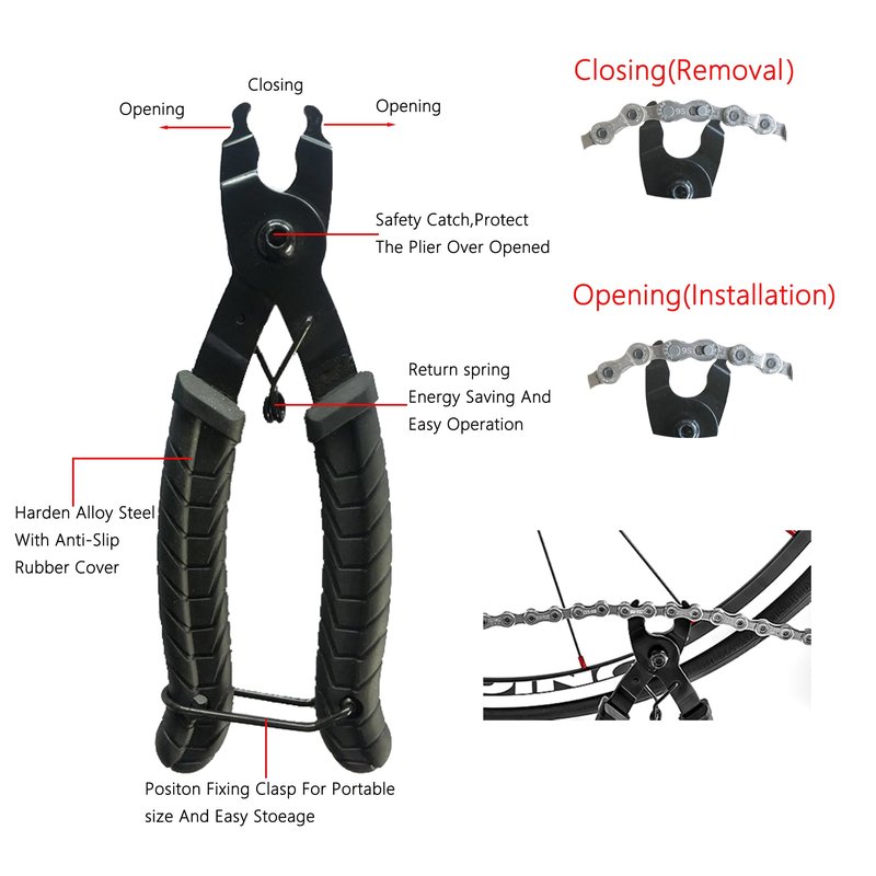 kimairy Bike Chain Breaker Tool Set, 1-13 Speed Chain Breaker with Comfort Grip Handle, Heavy-Duty Alloy Steel with Spare Pins, Chain Wear Gauge (Chain Breaker Set)