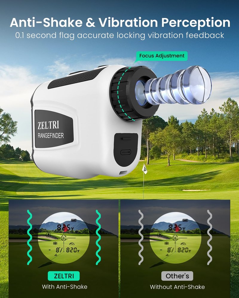 ZELTRI Range Finder -875 Yards Laser Golf Range Finder, Rechargeable Rangefinder, 7X Magnification, 0.1s Flag Pin Locking Vibration, Golf Accessories for Men and Women