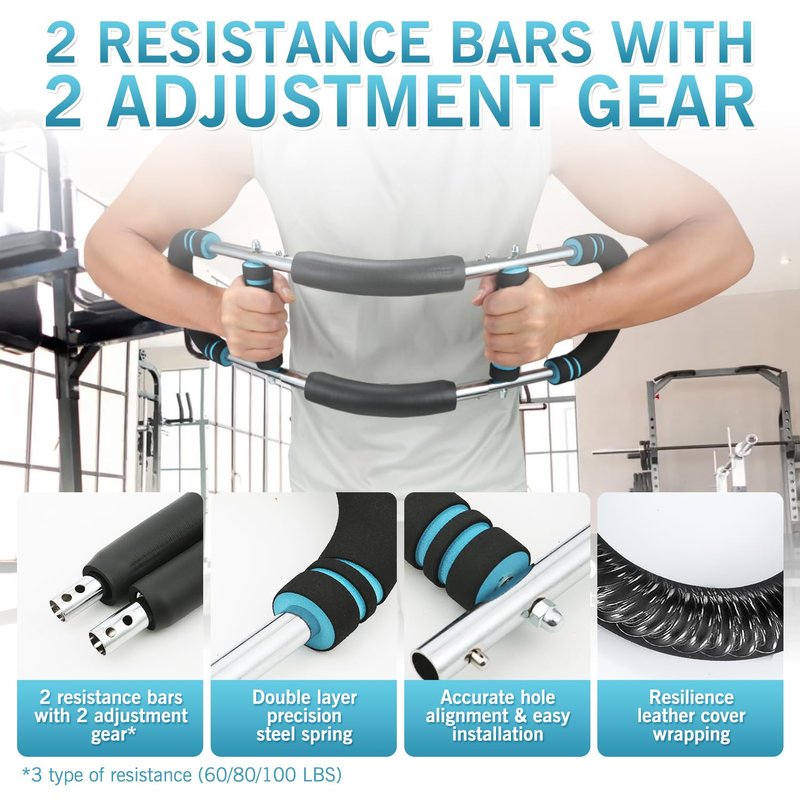 Twister Arm Trainer - Adjustable 60-100lbs Resistance Arm & Chest Workout Equipment for Home Gym Fitness , Arm Strengthener for Men, Power Twister Bar for Biceps, Forearm & Shoulder Training
