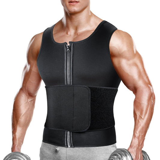 A+ Choice Sauna Vest Waist Trainer for Men - Mens Sauna Suit Large Sweat Belt Body Shaper for Gym Workout Exercise Faja Para Hombre Size Small