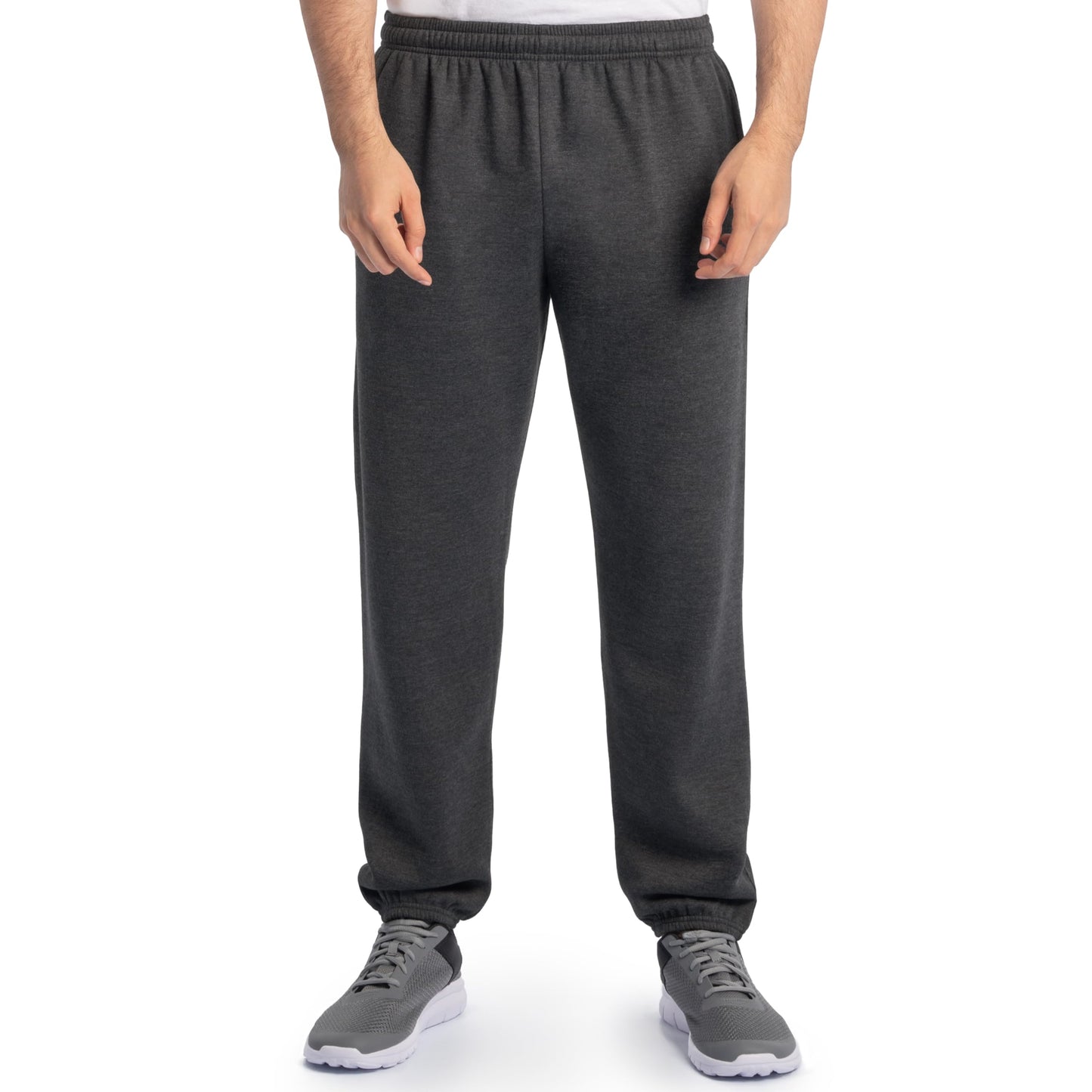 Fruit of the Loom mens Eversoft Fleece & Joggers (Regular Big Man) Sweatpants, Elastic Bottom - Black Heather, X-Large US