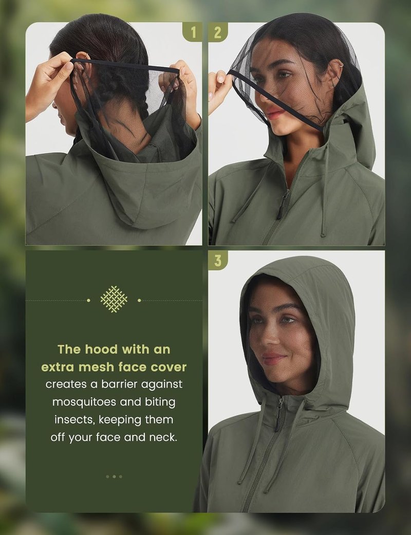Baleaf Women's Lightweight Sun Jacket - UPF 50+ Long Sleeve Hiking Hoodie | 2 Pockets, Mosquito Protection